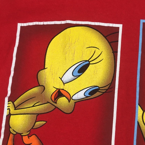 Vintage Looney Tunes Tweety Bird Graphic T-Shirt Red Cartoon 90s Warner Bros. - Picture 11 of 15